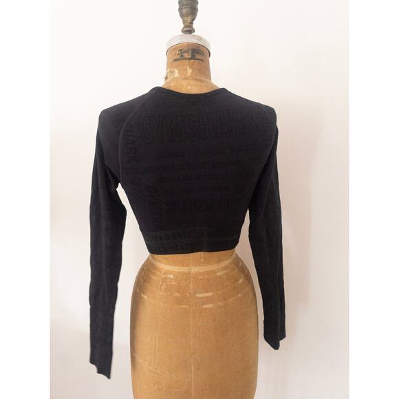 Gymshark Women's Vision Long Sleeve Crop Top Black Thumb Holes Size Medium - Picture 3 of 9